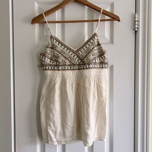 Hollister White Beaded Tank Top | Small